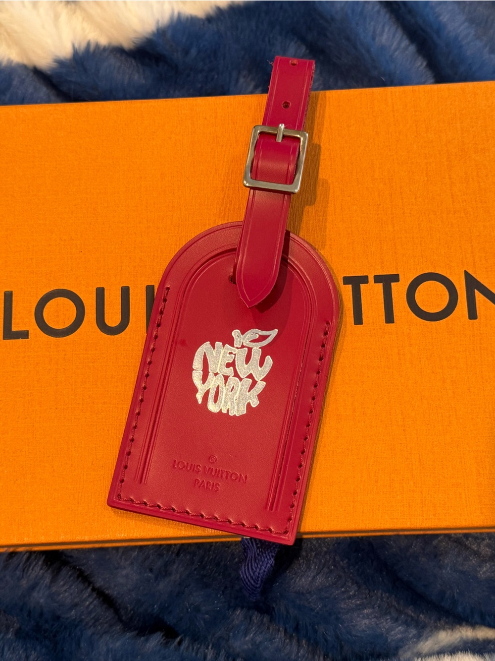 Louis Vuitton Magenta Leather Luggage Tag